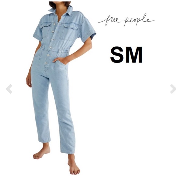 BNWT Free People We The Free Marci Denim Coveralls - Picture 1 of 15